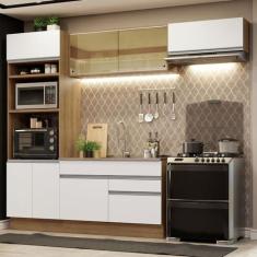 Imagem de Cozinha Completa Madesa Glamy 270011 com Armário e Balcão (sem Tampo e Pia) - Rustic/branco