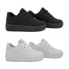 Imagem de Kit 2 Tênis Street Ollie Infantil Kings Menino Conforto, Preto, Branco