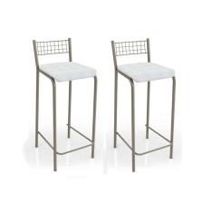 Imagem de Banqueta Sala De Jantar Gênova 2b705nk Kit 2 Un Niquel/branco 106 - Kappesberg