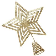 Imagem de SOLUSTRE 1 Peça Topper De Árvore De Natal Vazado Estrela Ornamento Decoração De Natal Suprimentos Para Festa