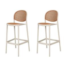 Imagem de Kit 2 Banquetas Positano Fratini 108 cm (altura) Polipropileno Nude Tramas Bege Simulando Rattan