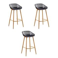 Imagem de Kit 3 Banquetas Clarice Preta Polipropileno - Rivatti