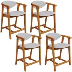 Imagem de Kit 04 Banquetas Baixa Para Cozinha Sala Jantar Bancada Cecília L02 Li
