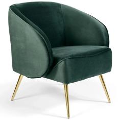 Imagem de Poltrona Decorativa Fixa Pés Palito Metalizado Agnes D02 Veludo Verde B-303 - Lyam Decor
