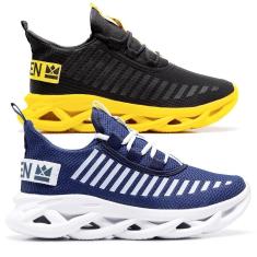 Imagem de kit 2 tenis masculino de corrida academia caminhada treino fitness-Masculino