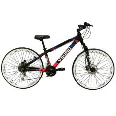 Imagem de Bicicleta Aro 26 Vikingx Tuff Preto/Rosa 21V Alumínio Câmbios Shimano