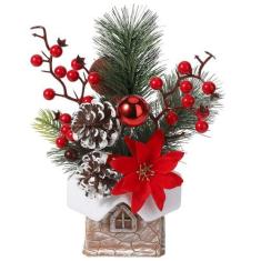 Imagem de Árvore de Natal Hatisan Small Artificial com ornamentos vermelhos