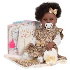 Imagem de Boneca Reborn Realista Diva Cabelo Cacheado 13 Itens Oncinha - Cegonha