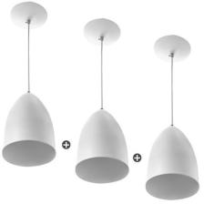 Imagem de Kit 3 Lustres Pendente Cone De Alumínio 20x14cm Soquete E-27 