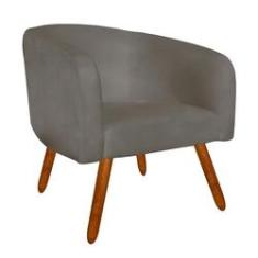 Imagem de Poltrona Stella Suede Marrom Rato Pés Palito Castanho D'Rossi