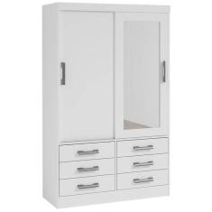 Imagem de Guarda Roupa 2 Portas 6 Gavetas Com Espelho Meridian D Doro Cor Branco