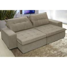Imagem de Sofá Austrália 2,12 Mts Retrátil e Reclinavel Tecido Suede Pluma Castor - Moveis Marfim