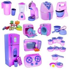Imagem de Kit Cozinha Infantil Rosa Fogão Air Fryer Legume Jarra 41Pç - Altimar