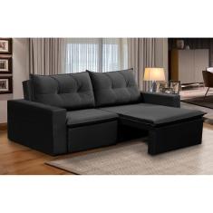 Imagem de Sofá Retrátil 2 Lugares 1,80m Luna Suede Preto Adonai Estofados