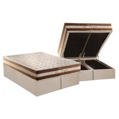 Imagem de Cama Box Baú King: Colchão Molas Paropas MasterPocket Ensacadas La Confort + Base CRC Suede Clean(193x203)