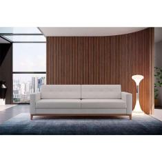 Imagem de Sofá 3 Lugares Living Base De Madeira Linho Cotton Cru 210 Cm