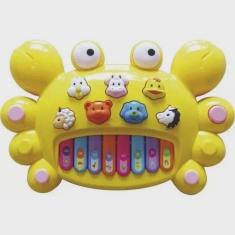 Imagem de Brinquedo Piano Teclado Infantil Caranguejo Emite Som E Luz amarelo