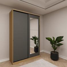 Imagem de Guarda Roupa Modular 2 Portas 4 Gavetas 4 Prateleiras Nancy Cedro/grafite