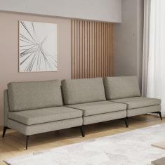 Imagem de Sofá Modular 3 Lugares 255cm Calla Cabecasa Madeiramadeira Bege Mescla