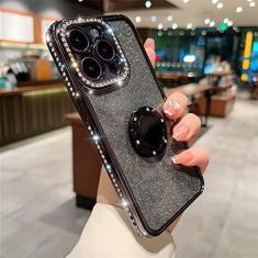 Imagem de Capa de suporte de anel de diamante com brilho e strass para iPhone 11 12 13 14 Pro Max XS XR 8 7 Plus SE Capa de silicone macio, preta, para iPhone XS MAX