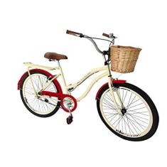 Imagem de Bicicleta feminina aro 26 retrô vime bagageiro sem marchas