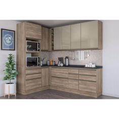 Imagem de Cozinha Modulada Completa Maxxi 10 Peças (3Aéreos+3Balcões+1Paneleiro+3Complementos) C10P34 Nogal - Kappesberg