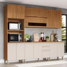 Imagem de Cozinha Completa Requinte 13 Portas 2 Gavetas com Vidro Nature/Areia -