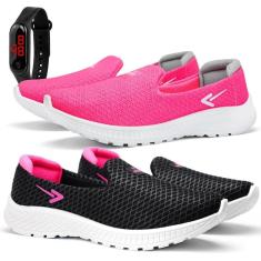 Imagem de Kit 2 Pares de Tênis Palmilha Confort + Relógio-Feminino