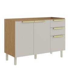 Imagem de Balcão de Cozinha Itaiaia 3 Portas 2 Gavetas Off White New Porto Sem Tampo