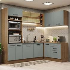 Imagem de Cozinha Completa de Canto Madesa Agata 399001 com Armário e Balcão (sem Tampo e Pia) - Rustic/cinza