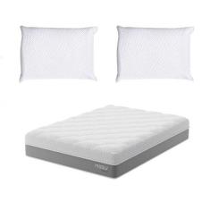 Imagem de Colchão Queen Sublime Mola Ensacada e Espuma Viscoelástica (32x158x198) Cinza e Branco com 2 Travesseiros Guldi Soft Nasa Branco
