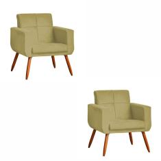 Imagem de Kit 02 Poltronas Decor 04 Pés Palitos Aline Suede Bege