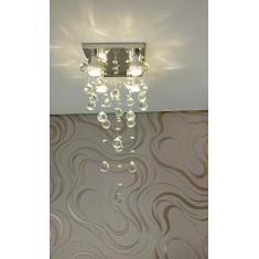 Imagem de Lustre de Cristal para Sala de Jantar/Estar com 70cm de Altura e Base de Inox 20x20cm