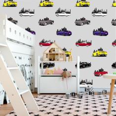 Imagem de Papel Parede Carros Famosos Autocolante Lavável Sala Quarto