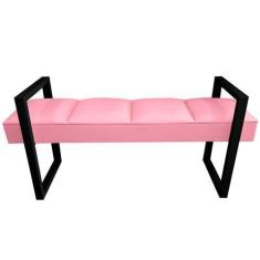 Imagem de Recamier Casal Rosa Bebê Base De Metal Preto Sensations Módena - RBL