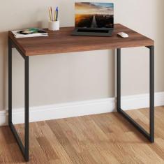 Imagem de Mesa Escrivaninha Estilo Industrial Aço 90 Nogal/Preto - Panorama Móveis