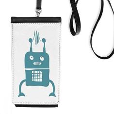 Imagem de Bolsa estilo carteira para celular com estampa de robô Art Déco, universo e alienígena, bolso preto
