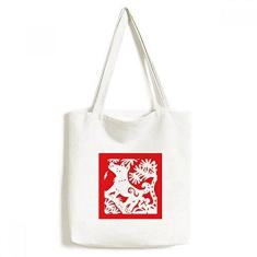 Imagem de Bolsa de lona com estampa de animal do zodíaco chinês, bolsa de compras, bolsa casual