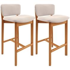 Imagem de Kit 02 Banquetas Alta Para Cozinha Sala de Jantar Bar Dara L02 Suede B