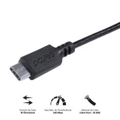 Imagem de Cabo USB a 2.0 para USB Tipo C para Celular Smartphone 1M Preto - PUACP-01