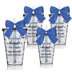 Imagem de 4 Copos Convite Twister Personalizados Agradecimento para Pajem