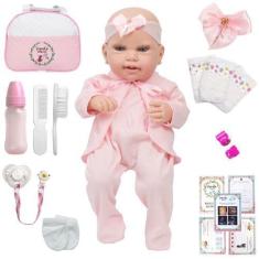 Imagem de Boneca Reborn Princesa Fofinha Completa Olhos Azuis Itens - Cegonha Re