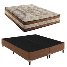 Imagem de 1 Cama Box King 42x193x203cm com Colchão Super King Molas Ensacadas 30x193x203cm Samambaia Rustico Cerejeira