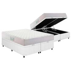 Imagem de Cama Box Baú Queen: Colchão Anatômico D28 - Ag65 + Base Crc Courano White(158x198)
