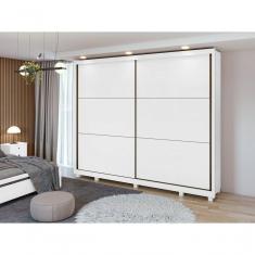 Imagem de Guarda-roupa Casal 2 Portas De Correr 6 Gavetas Toronto Com Pés - Lopas Branco