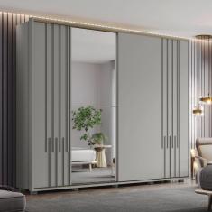 Imagem de Guarda-Roupa Vicenza 02 Pts. Deslizantes C/ Espelho Cinza - Henn