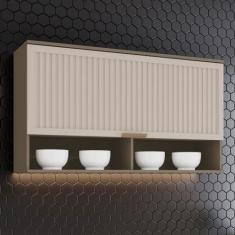 Imagem de Armário Aéreo Cozinha 120 Cm Connect 1 Porta Ripado Duna/Cristal - Henn