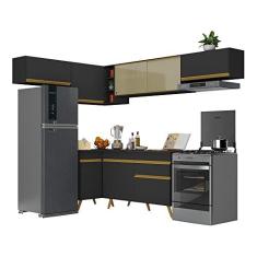 Imagem de Armário de Cozinha Completa de Canto Veneza Multimóveis V2060 Preto/dourado