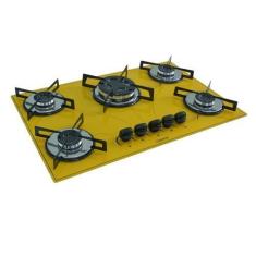 Imagem de Fogão Cooktop Premium 5 Bocas Tripla Chama Marmorizado Amarelo - Chama