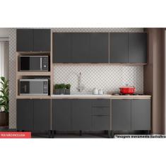 Imagem de Cozinha Modulada Completa Firenze 5 Peças (2 Aéreos + 2 Balcões + 1 Paneleiro) FMT009 Avena/Grafito - Demóbile